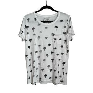Chaser White Graphic Palm Tree Short Sleeve Tee Shirt Women's Medium